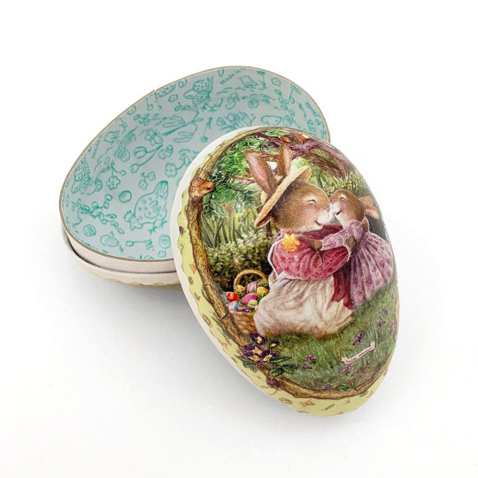 3-1/2" Light Yellow Holly Pond Hill Bunny Garden Easter Egg Container ~ Germany
